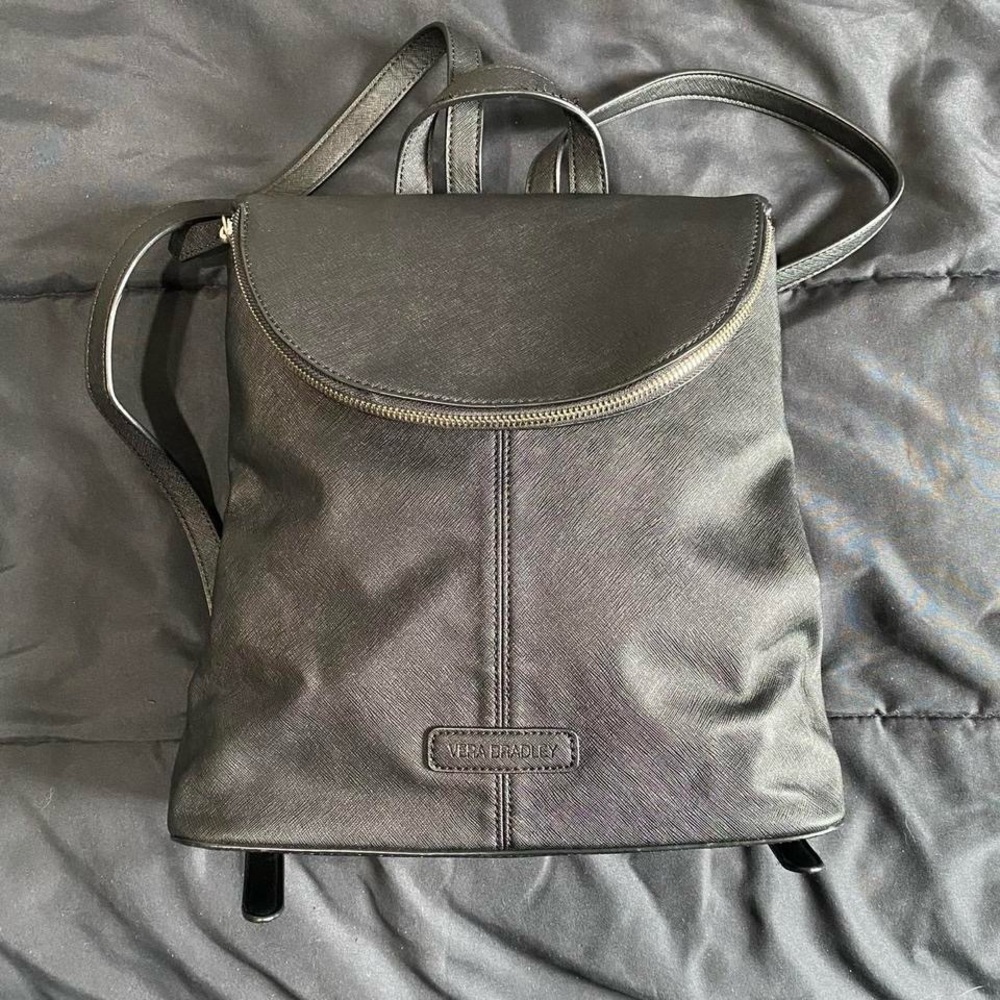 Vera Bradley Black Vegan Leather Backpack